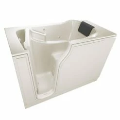 Cheapest 🤩 American Standard 105 Premium Series 51-1/2 x 29-3/4 in. 13-Jet Gelcoat and Fiberglass Rectangle Built-In 3-Wall Alcove Bathtub with Left Drain in Linen ✨