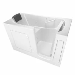 Promo ๐ American Standard 105 Premium Series 59-1/2 x 29-3/4 in. 13-Jet Gelcoat and Fiberglass Rectangle Built-In 3-Wall Alcove Bathtub with Right Drain in White ๐