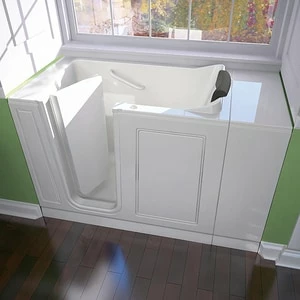 Budget 🤩 American Standard 115 Luxury Series 48 x 28 in. 13-Jet Acrylic, Fiberglass and Gelcoat Rectangle Built-In 3-Wall Alcove Bathtub with Left Drain in White 🥰