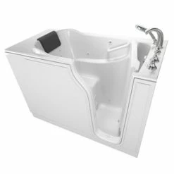 Best Pirce 🎉 American Standard 109 Premium Series 51-1/2 x 29-3/4 in. 13-Jet Gelcoat and Fiberglass Rectangle Built-In 3-Wall Alcove Bathtub with Right Drain in White 😍