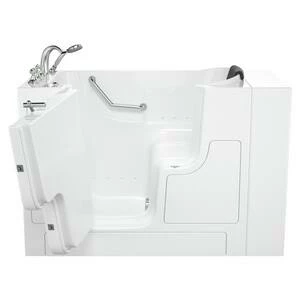 Hot Sale 🔥 American Standard 109 Premium Series 52 x 30 in. 26-Jet Gelcoat and Fiberglass Rectangle Built-In 3-Wall Alcove Bathtub with Left Drain in Linen with Polished Chrome 🤩 - Image 2