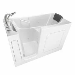 Cheapest 🛒 American Standard 109 Premium Series 59-1/2 x 29-3/4 in. 13-Jet Gelcoat and Fiberglass Rectangle Built-In 3-Wall Alcove Bathtub with Left Drain in White 🥰
