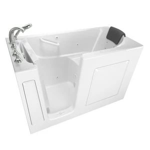 Cheapest 🛒 American Standard 109 Premium Series 59-1/2 x 29-3/4 in. 13-Jet Gelcoat and Fiberglass Rectangle Built-In 3-Wall Alcove Bathtub with Left Drain in White 🥰