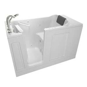 Best deal 🛒 American Standard 119 Luxury Series 50-1/2 x 30 in. 39-Jet Acrylic Rectangle Built-In and 3-Wall Alcove Bathtub with Left Drain in White ✔️