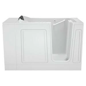 Outlet 🎉 American Standard 115 Luxury Series 48 x 28 in. 39-Jet Acrylic, Fiberglass and Gelcoat Rectangle Built-In 3-Wall Alcove Bathtub with Right Drain in Linen ❤️ - Image 2