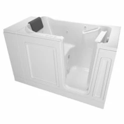 Best Sale 👍 American Standard 115 Luxury Series 48 x 28 in. 39-Jet Acrylic, Fiberglass and Gelcoat Rectangle Built-In 3-Wall Alcove Bathtub with Right Drain in White ✨