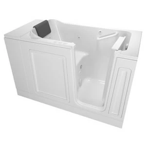 Best Sale 👍 American Standard 115 Luxury Series 48 x 28 in. 39-Jet Acrylic, Fiberglass and Gelcoat Rectangle Built-In 3-Wall Alcove Bathtub with Right Drain in White ✨