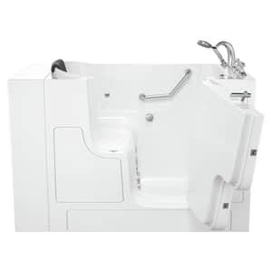 Best Sale 😉 American Standard 109 Premium Series 52 x 30 in. 38-Jet Gelcoat and Fiberglass Rectangle Built-In 3-Wall Alcove Bathtub with Right Drain in Linen with Polished Chrome 🎉 - Image 2