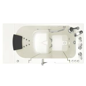 Best Sale 😉 American Standard 109 Premium Series 52 x 30 in. 38-Jet Gelcoat and Fiberglass Rectangle Built-In 3-Wall Alcove Bathtub with Right Drain in Linen with Polished Chrome 🎉 - Image 3