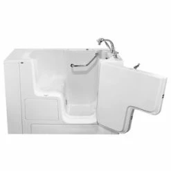 Cheap ⭐ American Standard 709 Value Series 52 x 32 in. Gelcoat Rectangle Walk-In and Built-In Bathtub with Right Drain in White with Polished Chrome ✔️